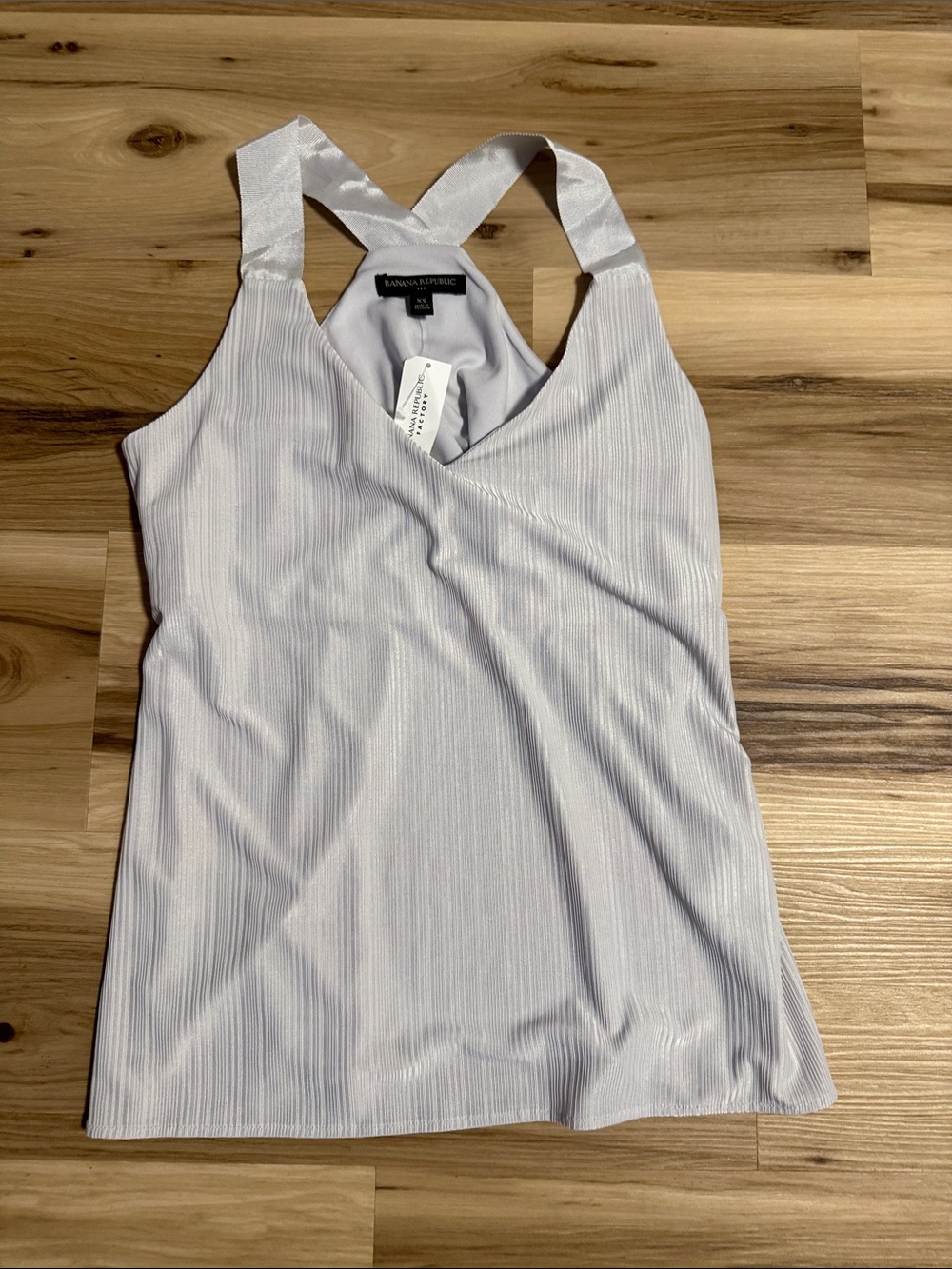 Banana Republic White Ribbed V-Neck Racerback Tank